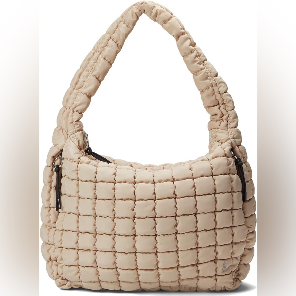 Free People Tan Quilted Hobo Bag with Rounded Handle